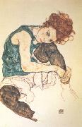 Egon Schiele Seated Woman with Bent Knee (nn03) oil on canvas
